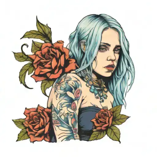 blue billie eilish tattoo design idea