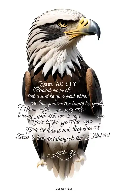 eagle with Isaiah 40:31 bible verse written tattoo design idea