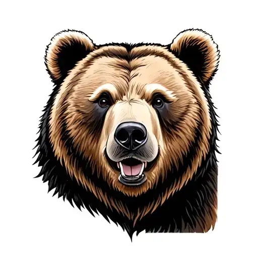 bear face that is half grizzly bear half teddy bear  tattoo design idea