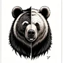 bear face that is half grizzly bear half teddy bear  tattoo design idea