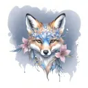 fox and flowers wrapped tattoo design idea