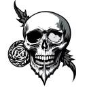 Alpha Omega Stoic Skull tattoo design idea