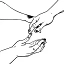  border collie. cute dog trying to give his paw to female human hand tattoo design idea