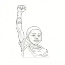 a young african boy raising his fist in the air. black power hair tattoo design idea