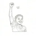 a young african boy raising his fist in the air. black power hair tattoo design idea