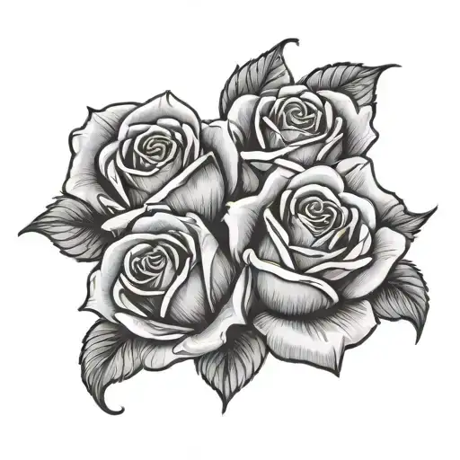 three red rose black ink tattoo tattoo design idea