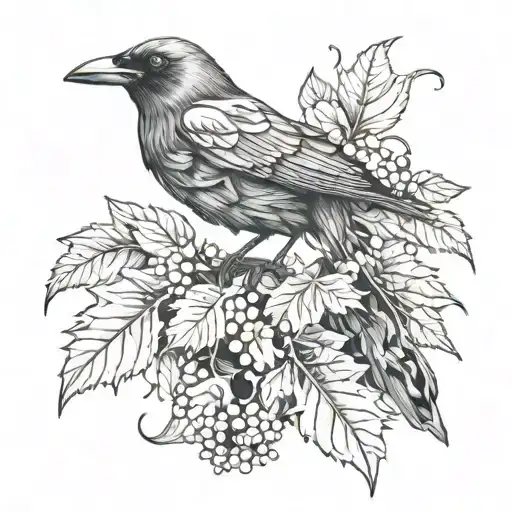 ivy vines wrapping raven witchy style tattoo tattoo design idea