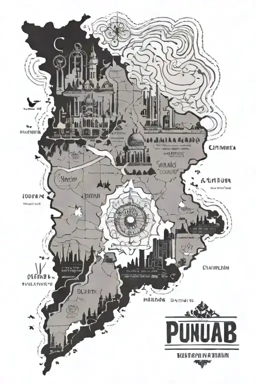 punjab map with diamond tattoo design idea