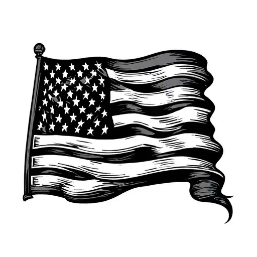 patriotic flag intertwined tattoo design idea