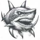 shark with anchor in mouth tattoo design idea