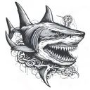 shark with anchor in mouth tattoo design idea