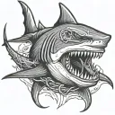shark with anchor in mouth tattoo design idea