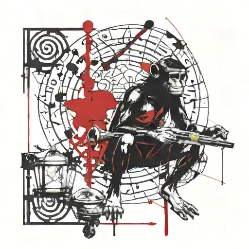 libra zodiac sign monkey 1992 tattoo design idea