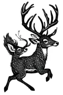 Baby deer gracefully leaping tattoo design idea