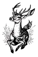 Baby deer gracefully leaping tattoo design idea