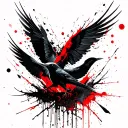 Morrigan crows flying tattoo design idea