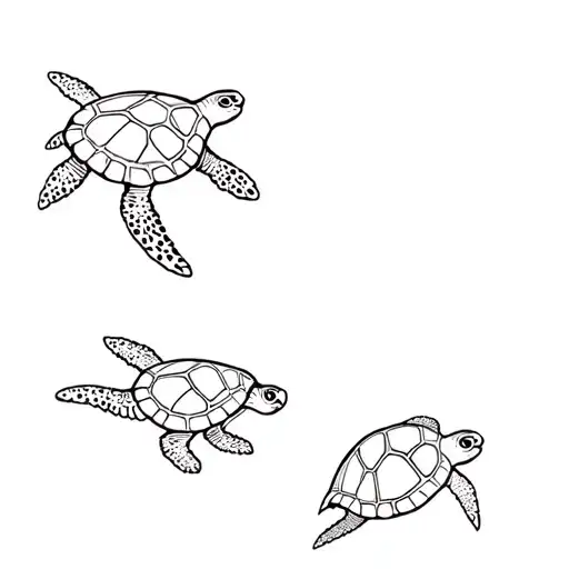 3 sea turtles tattoo design idea