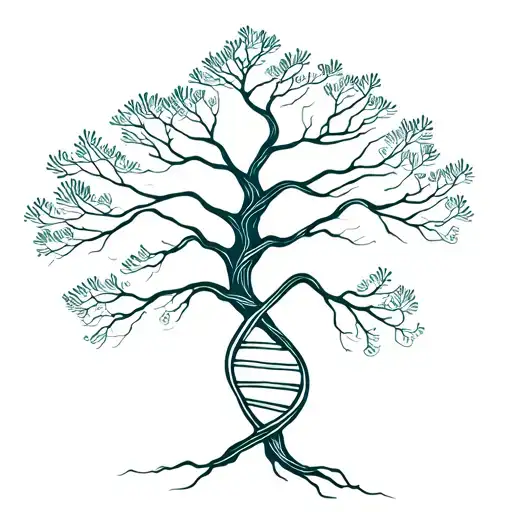 tree with dna-strand trunk symbolizing life tattoo design idea