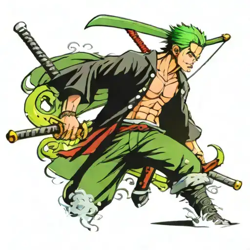 Roronoa Zoro the pirate hunter from the anime one piece tattoo design idea