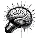brain inside a broken bulb tattoo design idea