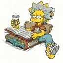 lisa simpson with a book tattoo design idea