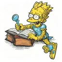 lisa simpson with a book tattoo design idea