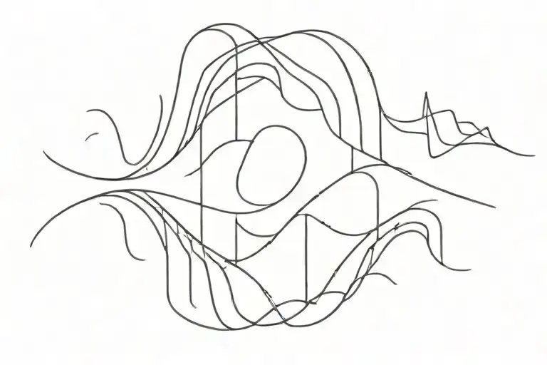 4 horizontal lines, one beneath the other, different wave shapes merged into one. word godspeed between line 2 and 4  tattoo design idea