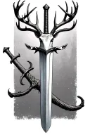 thin swords wrapped  with deer head handle  tattoo design idea