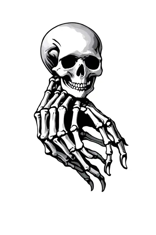 skeleton hands holding tattoo design idea