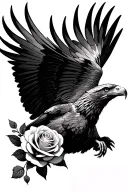 eagle in flight with a rose in the talons tattoo design idea