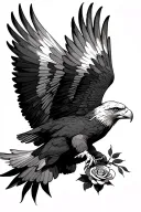eagle in flight with a rose in the talons tattoo design idea
