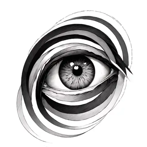 7 concentric circles overlapping each other with eyes drawn in the parts where they overlap tattoo design idea