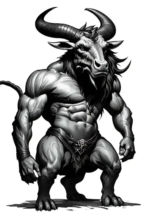 minotaur full body tattoo design idea