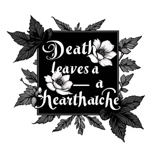 "Death leaves a heartache" flowers and Roman numerals tattoo design idea