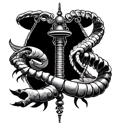 cancer Aquarius libra scale tattoo design idea