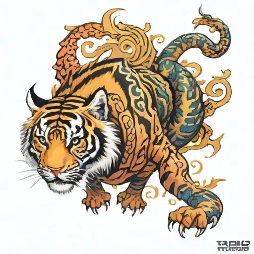 taurus, tiger, dragon tattoo design idea