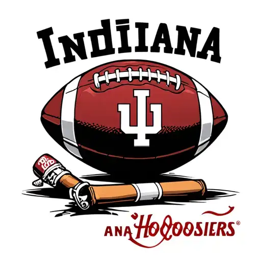 "Indiana - a football school " "Indiana - a football school " American football and a cigarette and the Indiana Hoosiers logo  tattoo design idea