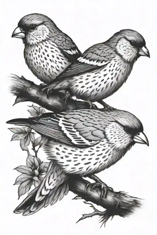 3 finch birds tattoo design idea