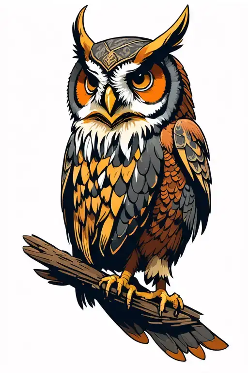 Viking owl tattoo design idea