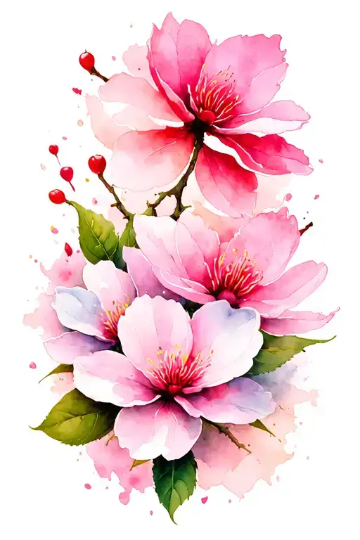 breast cancer, cherry blossom tattoo design idea