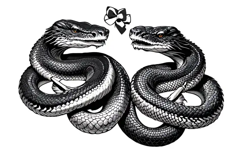 dueling cobras with a bowtie tattoo design idea