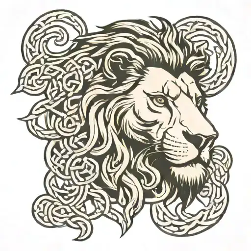 lion head with Celtic knot design incorporating Leo horoscope tattoo design idea