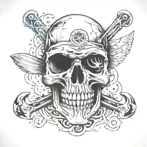 skull with ski mask on   tattoo design idea