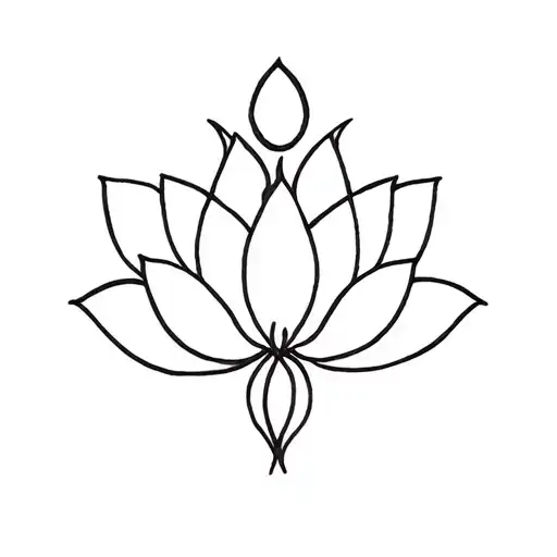minimalist lotus flower with 4 marks above it tattoo design idea