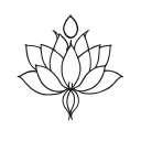 minimalist lotus flower with 4 marks above it tattoo design idea