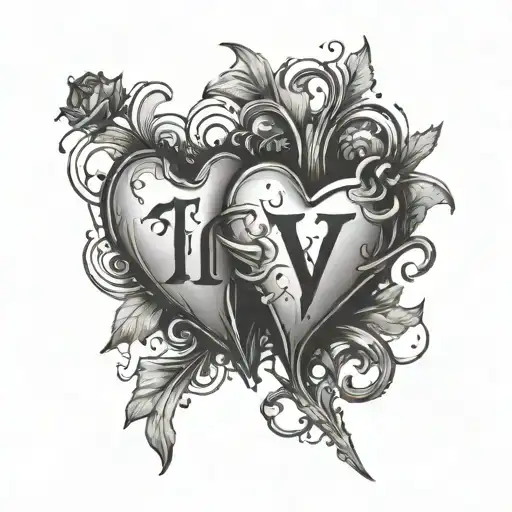 Broken heart and on one side of the broken heart a date (17-12-2018) and on the other side of the heart some initials (I and Y) tattoo design idea