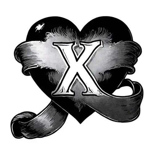 Heart with entwined Initials K R M tattoo design idea