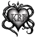 Heart with entwined Initials K R M tattoo design idea