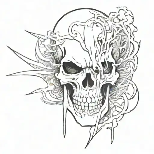 Bleach number 6 with skull tattoo design idea