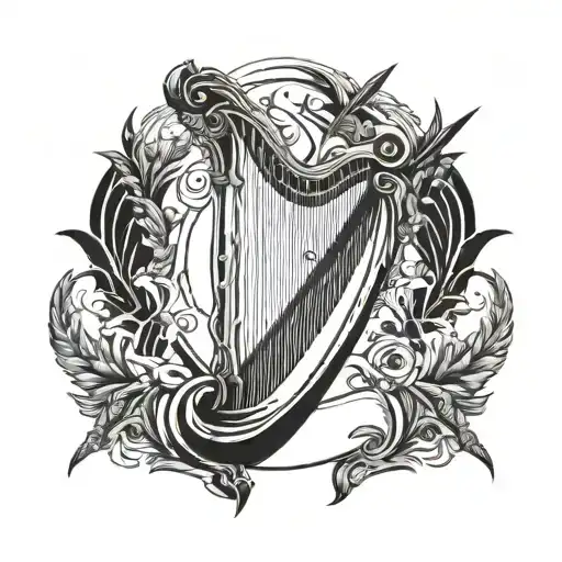 harp as a bow with a arrow drawn back tattoo tattoo design idea